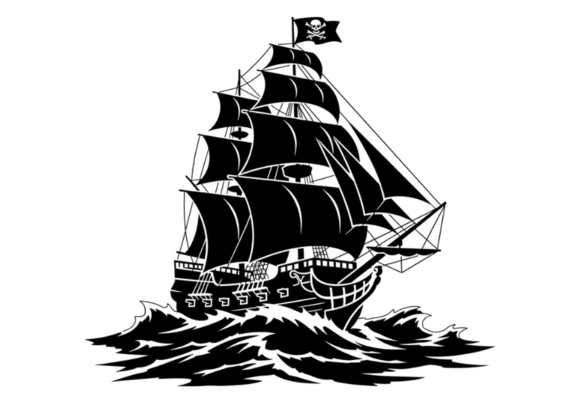 Download Pirate Ship Black Silhouette SVG Clipart - Black silhouette svg Collection