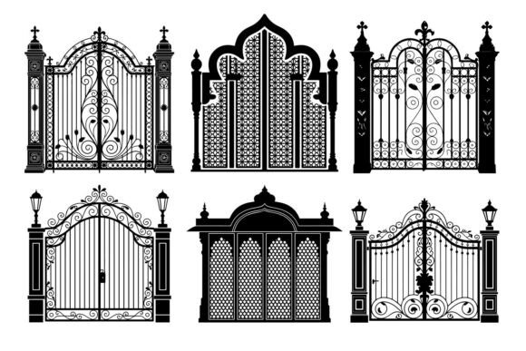 Download Ornate Gate Door Black Silhouette Svg - Black silhouette svg Collection