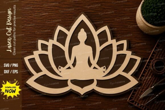 Download Lotus Flower Meditation Decor Laser Cut - Meditation Collection