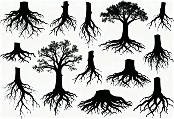 Download Tree Roots Black Silhouette SVG Clipart - Black silhouette svg Collection