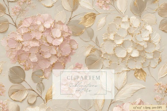 Download Blush Gold Hydrangea Floral Pattern - Gold Collection
