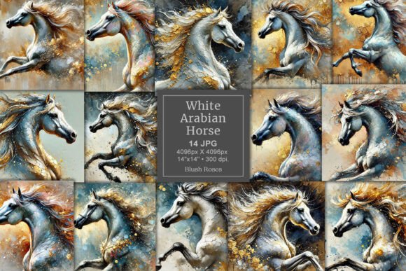 Download Mix Media Silver and Gold Arabian Horse - Gold Collection